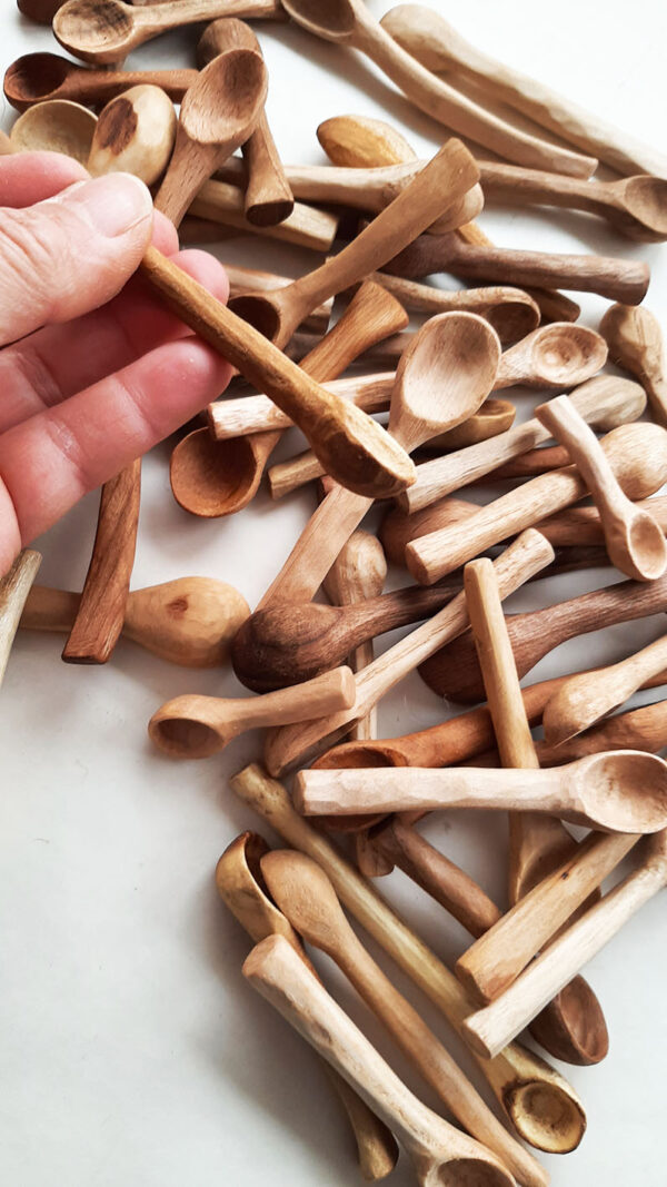 Mini cuchara maderas variadas. Especias - Imagen 3