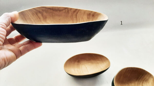 Cuenco alargado madera castaño. Bicolor - Imagen 4