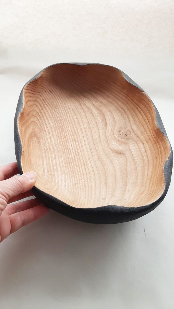 Cuenco ensaladera madera castaño. Ondas - Imagen 4