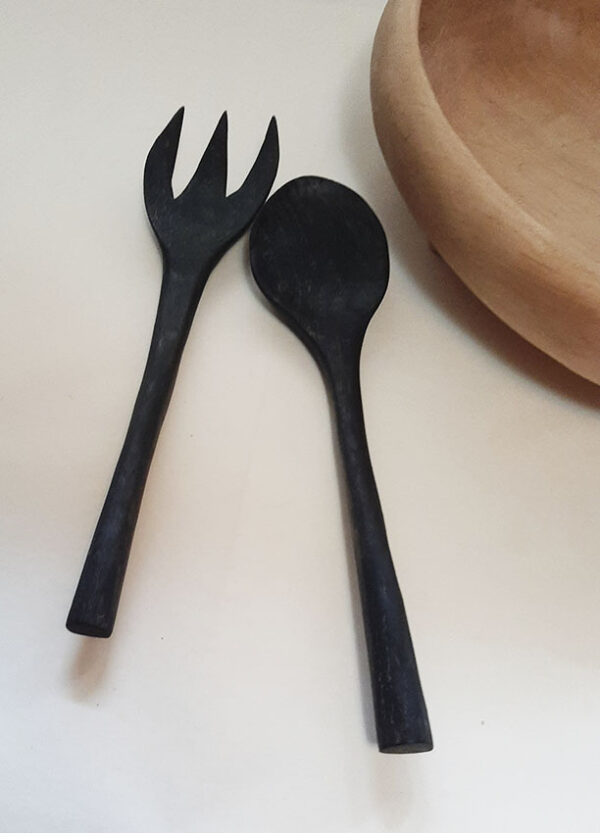 Juego cubiertos ensalada TRI-Ebo. Madera de castaño - Imagen 2