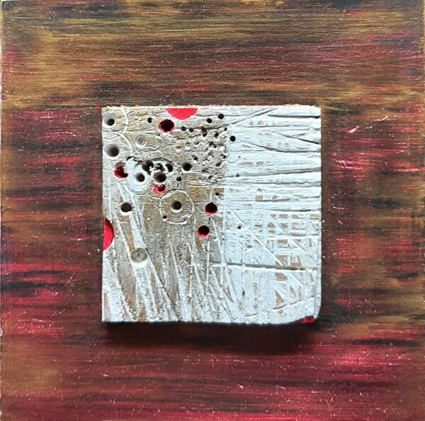 Cuadro Mecano dorado rojo